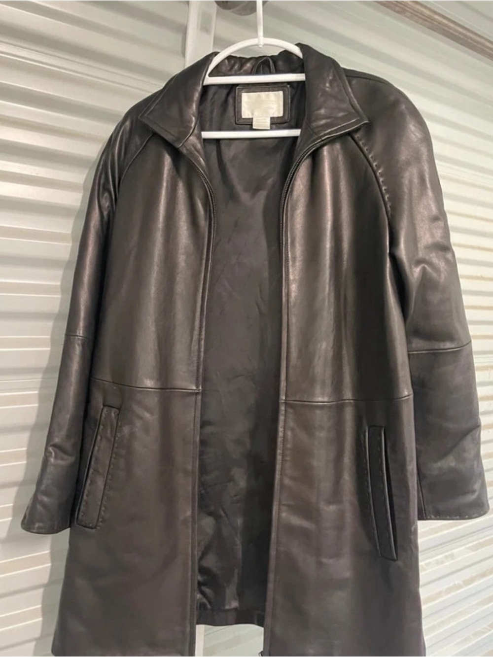 Women's Black Leather Jacket - Classic Longline